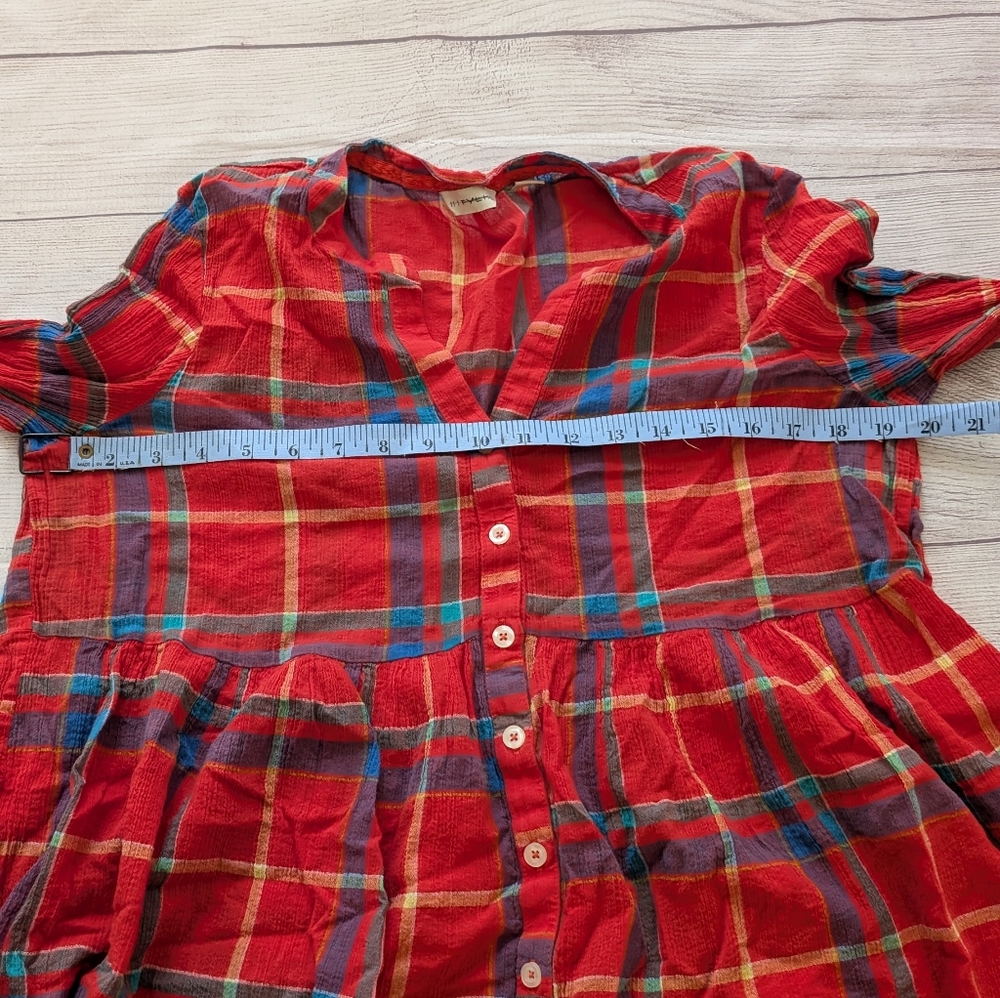 11•1•Tylho red plaid long sleeve blouse. Size Large - Picture 11 of 12